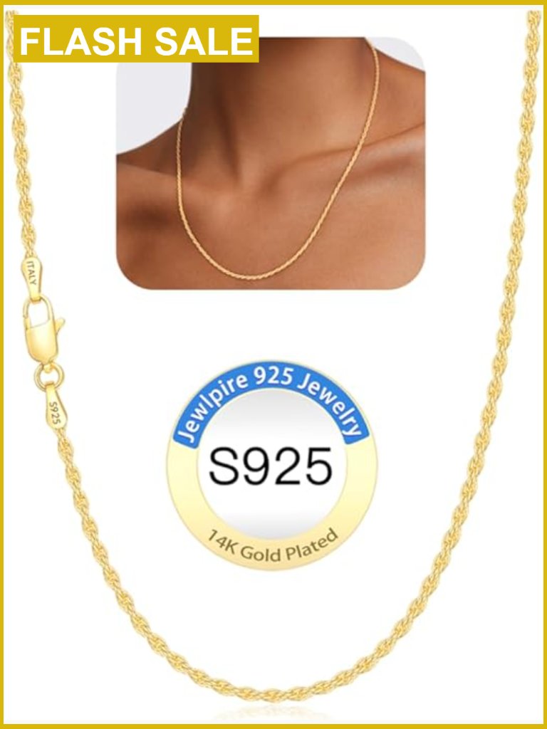 925 Sterling Silver Rope Chain Necklace Lobster Clasp 16-24 Inch